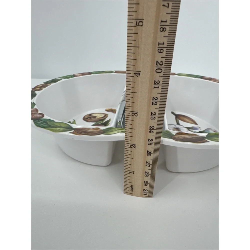 Vintage Melamine Sectioned‎ Nut Serving Bowl With Cracker Made in Italy NEW